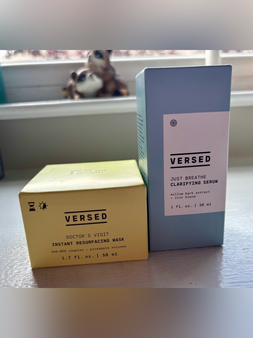 Versed instant resurfacing mask and just breathe clarifying toner.